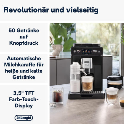 De'Longhi Eletta Explore Cold Brew ECAM452.67.G Kaffeevollautomat mit LatteCrema Milchsystem, Heiße & Kalte Getränke auf Knopfdruck, 3,5 Zoll TFT Touchscreen Farbdisplay, inkl. Kaffeekanne, Dunkelgrau