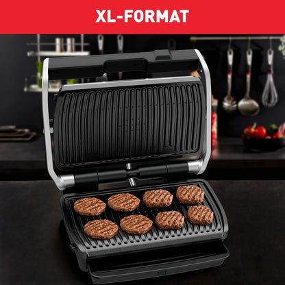 Tefal OptiGrill Elite XL Kontaktgrill, 16 Programme, Digitales Display mit Garstufenanzeige, abnehmbare XL-Platten, Grillboost-Funktion, intuitive Bedienung, Elektrogrill, Edelstahl, GC760D12