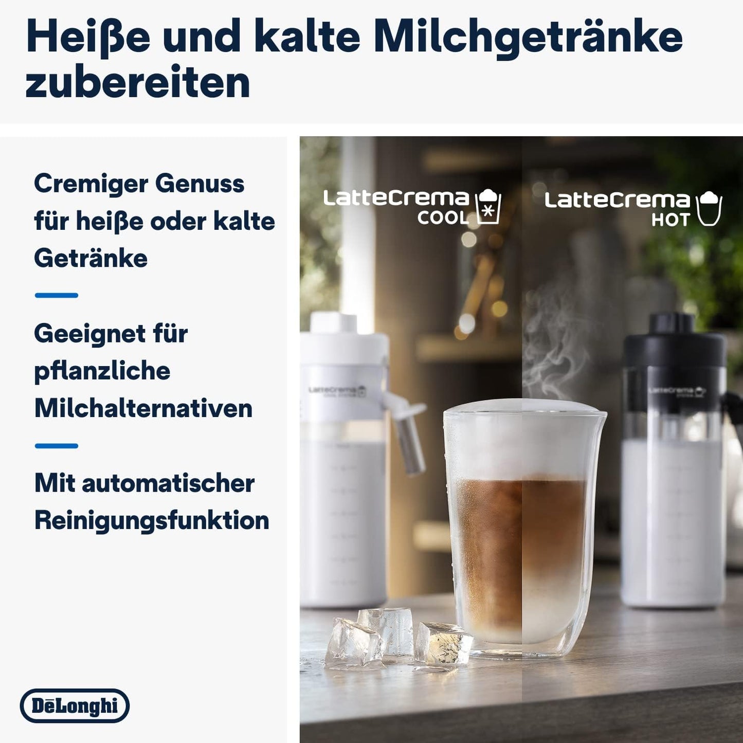 De'Longhi Eletta Explore Cold Brew ECAM452.67.G Kaffeevollautomat mit LatteCrema Milchsystem, Heiße & Kalte Getränke auf Knopfdruck, 3,5 Zoll TFT Touchscreen Farbdisplay, inkl. Kaffeekanne, Dunkelgrau