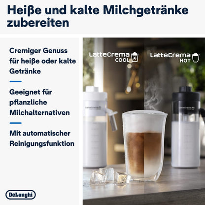 De'Longhi Eletta Explore Cold Brew ECAM452.67.G Kaffeevollautomat mit LatteCrema Milchsystem, Heiße & Kalte Getränke auf Knopfdruck, 3,5 Zoll TFT Touchscreen Farbdisplay, inkl. Kaffeekanne, Dunkelgrau