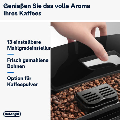 De'Longhi Magnifica S ECAM 22.110.B Kaffeevollautomat mit Milchaufschäumdüse für Cappuccino, mit Espresso Direktwahltasten und Drehregler, 2-Tassen-Funktion, 1,8 Liter Wassertank, Schwarz/Silber