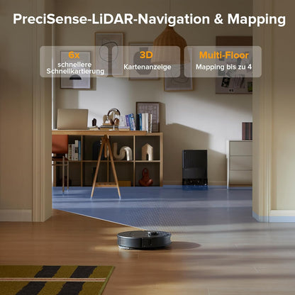 roborock Qrevo Serie Saugroboter mit Wischfunktion, 8000Pa Saugkraft(verbessert von Qrevo S), Anti-Verfilzungs-Seitenbürste, Hindernisvermeidung, LiDAR-Navigation, All-in-One Dock,Schwarz(QV 35A Set)