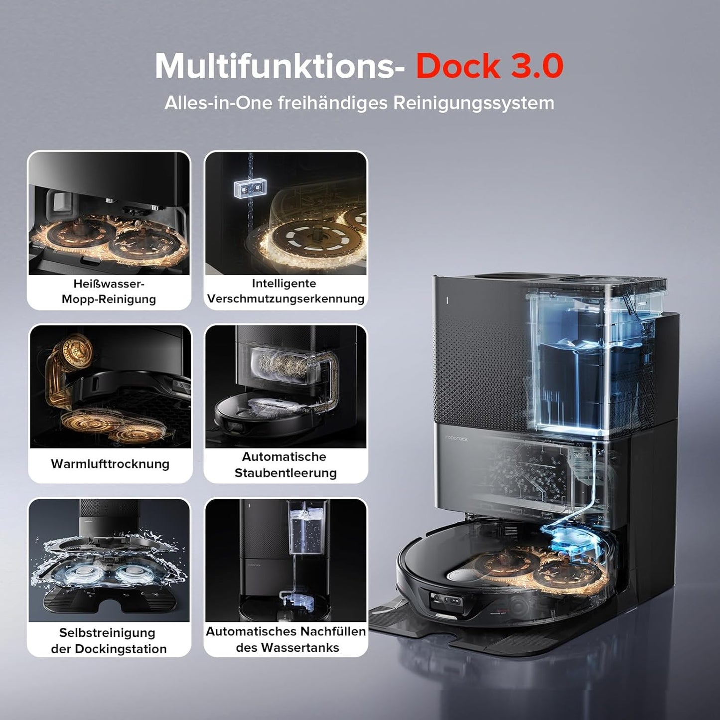 roborock Qrevo Slim Saugroboter mit Wischfunktion – 8,2 cm Ultra-Slim Design, StarSight 3D ToF Navigation, 11,000Pa HyperForce Saugleistung, 8-in-1 Dock, FlexiArm Seitenbürste