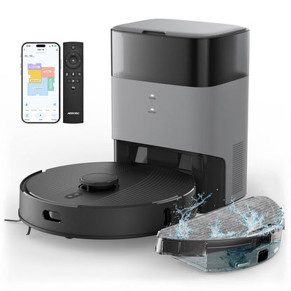 AIRROBO T20+ Saugroboter mit Wischfunktion, 3.5L Staubsauger Roboter mit Absaugstation, 180Min Laufzeit, LiDAR Navigation, Starke Saugkraft ideal für Teppich und Tierhaare, APP Steuerung