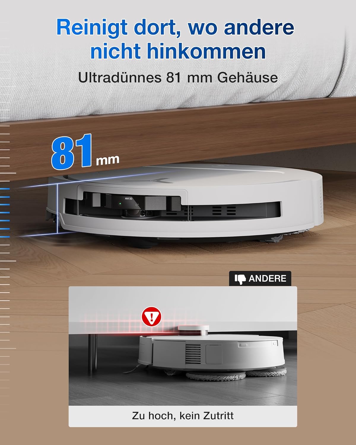 ECOVACS DEEBOT T50 PRO Omni Saugroboter mit Wischfunktion, Ausfahrende Seitenbürste und Wischmopp, 15.000 Pa, T30 PRO OMNI-Upgrade, Auto Zugabe von Reinigungslösung, Moppwäsche mit 75°C heißem Wasser