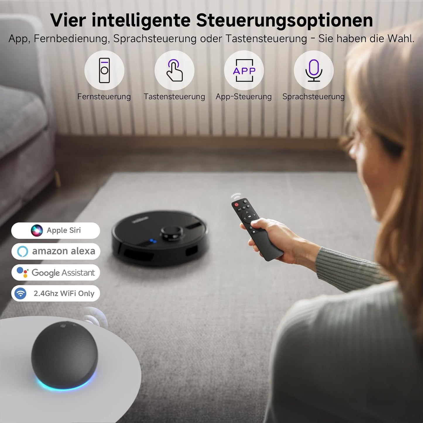MONSGA Saugroboter mit Wischfunktion, 3.5L Staubsauger Roboter mit Absaugstation, 5000Pa Saugkraft, 180Min Laufzeit, LiDAR Navigation, Starke Saugkraft ideal für Teppich und Tierhaare, APP Steuerung