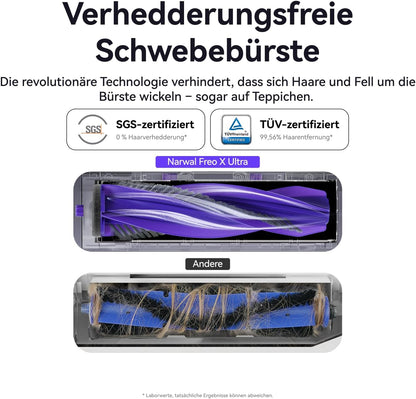 NARWAL Freo X Ultra Saugroboter mit Wischfunktion, Wischroboter Selbstreinigend mit 8.200 Pa Saugkraft, All-in-One-Station, Verwicklungsfrei, DirtSense, 3D-Strukturlicht, Staubaufbewahrung