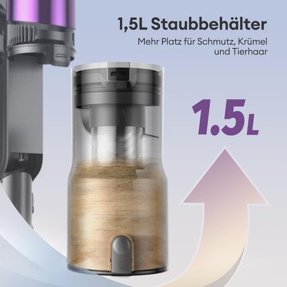 Ultenic U20 Akku Staubsauger, 55000Pa/ 600W/60Min Staubsauger Kabellos Mit Selbststehendes Design, Flexibles Biegegelenk, GreenEye-Technologie, Anti-Tangle Bodenbürste für Hartböden Teppiche Tierhaare