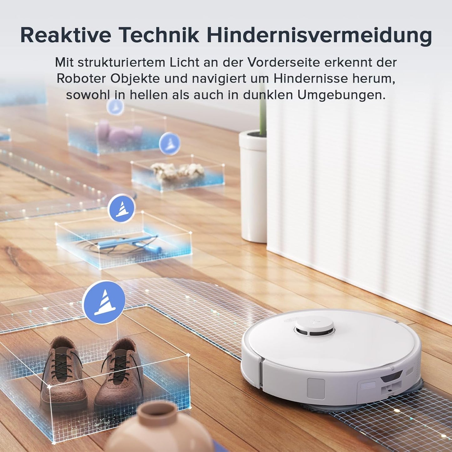 roborock Qrevo Curv S5X-Set Saugroboter mit Wischfunktion Absaugstation, Dual Anti-Tangle-System, 18.500 Pa Saugkraft, 75°C Heißwasser-Moppwäsche, Intelligente Schmutzerkennung, All-in-One-Dock (Weiß)