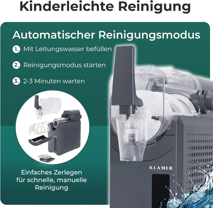KLAMER Slush Maschine, mit 5 smarten Programmen: Slushie, Cocktail, Milchshake, Frappé, Wein, Automatische Reinigung, 2L Fassungsvolumen, Turbo Freeze, kein Eis erforderlich, mit digitalem Rezeptbuch