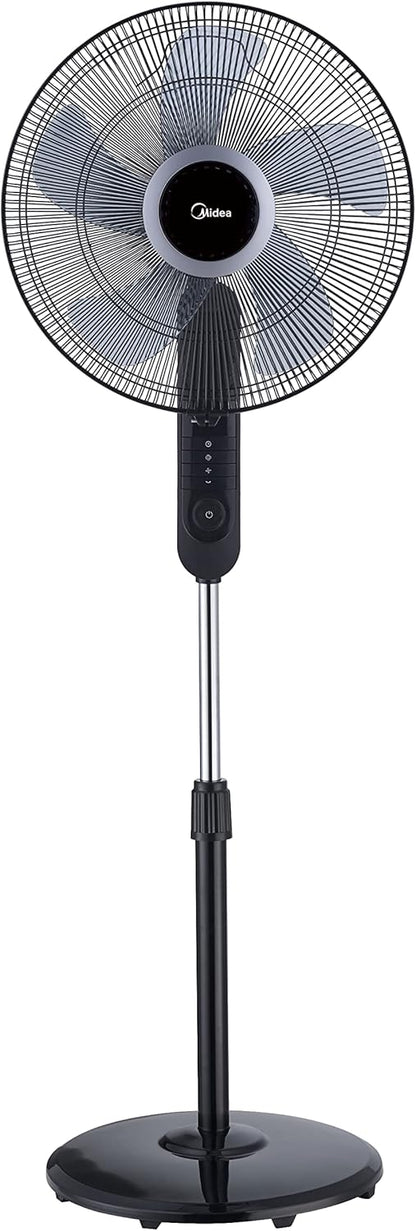 Midea FS40-15FR Standventilator Leise mit Fernbedienung, 3 Geschwindigkeitsstufen,LED Anzeige, 7,5H Timer, höhenverstellbar, 80°Oszil-lationsfunktion, 55W Kraftvoller,Ventilator,Luftzirkulation