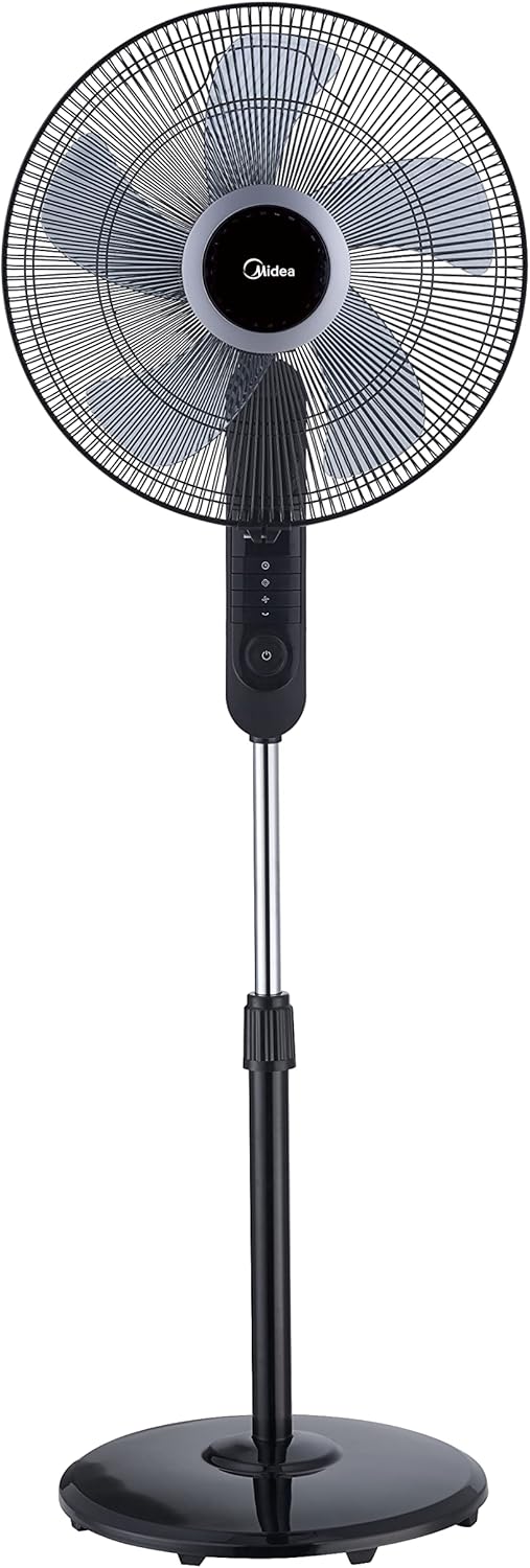Midea FS40-15FR Standventilator Leise mit Fernbedienung, 3 Geschwindigkeitsstufen,LED Anzeige, 7,5H Timer, höhenverstellbar, 80°Oszil-lationsfunktion, 55W Kraftvoller,Ventilator,Luftzirkulation