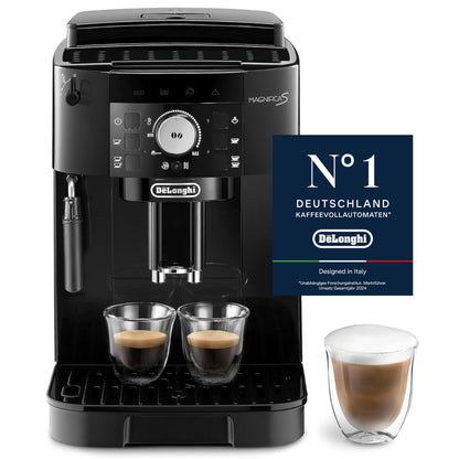 De'Longhi Magnifica S ECAM 22.110.B Kaffeevollautomat mit Milchaufschäumdüse für Cappuccino, mit Espresso Direktwahltasten und Drehregler, 2-Tassen-Funktion, 1,8 Liter Wassertank, Schwarz/Silber