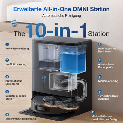 ECOVACS DEEBOT T30S PRO Saugroboter mit Wischfunktion, 11.000 Pa, ZeroTangle Technologie, 70°C heißes Wasser Wischen beim Waschen, TruEdge™ Kantenwischen, 6.400mAh Batterie, AI-Hindernisvermeidung