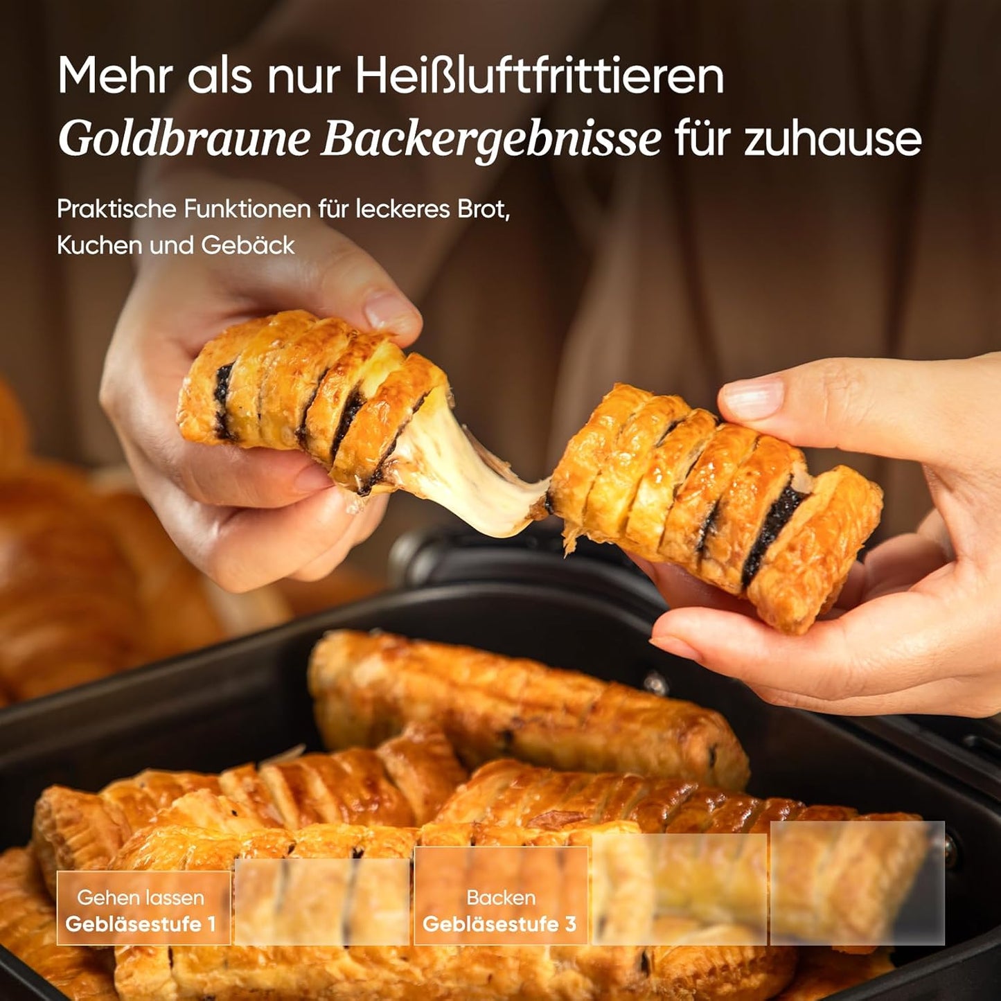 Cosori Turboblaze Airfryer Heißluftfritteuse, 9-in-1 Air Fryer XXL 6L, leiser DC Motor mit 5 Geschwindigkeitsstufen, Grillen, Backen, Gären, Dehydrieren, Tiefkühlen, 87 Rezepte, 64% energiesparend