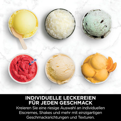 Ninja CREAMi Deluxe Eis-und Eisgetränkmaschine mit 3 Bechern, 10 Funktionen, macht Eiscreme, Gelato, Sorbet, Frozen Yoghurt, Milchshakes, Slushi & mehr, 2-in-1 Geschmacksoption, Silber, NC501EU