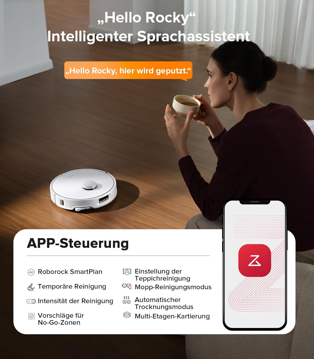 roborock Qrevo Edge Saugroboter mit Wischfunktion, Dual Anti-Tangle-System, AdaptiLift Chassis, 18.500Pa, FlexiArm Design Kantenreinigung, Hebarem Wischmopp, 75℃ Heißwasser-Moppwäsche, „Hello Rocky“