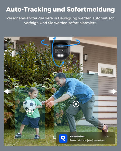 Reolink 4K 8MP Wi-Fi 6 PTZ Überwachungskamera Aussen mit Dual-Objektiv, Auto-Tracking, Smarte Personen-/Fahrzeug-/Tiererkennung, 6X Hybrid-Zoom, Farbnachtsicht, 2-Wege-Audio, TrackMix WiFi