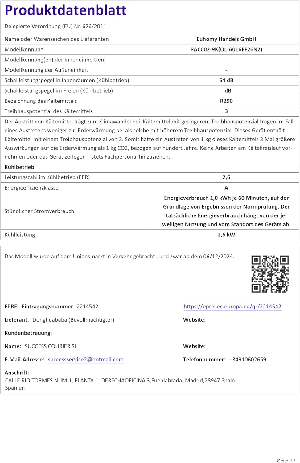 Mobile Klimaanlage 9000 BTU mit Abluftschlauch | 4-in-1 Mobiles Klimagerät | Leiser Betrieb <48 dB | Digitaldisplay + Fernbedienung | Fenster-Installationsset | 24h-Timer | Für Räume bis 25 m²