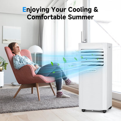 Klimaanlage Mobil 9000 BTU, LEENON Mobil Klimagerät 4 in 1 Kühlen Entfeuchten Ventilato& Schlafmodus, 2.6KW Mobile Klimaanlage mit Abluftschlauch, Fernbedienung/24h Time für Zuhause Bür bis zu 35 m²