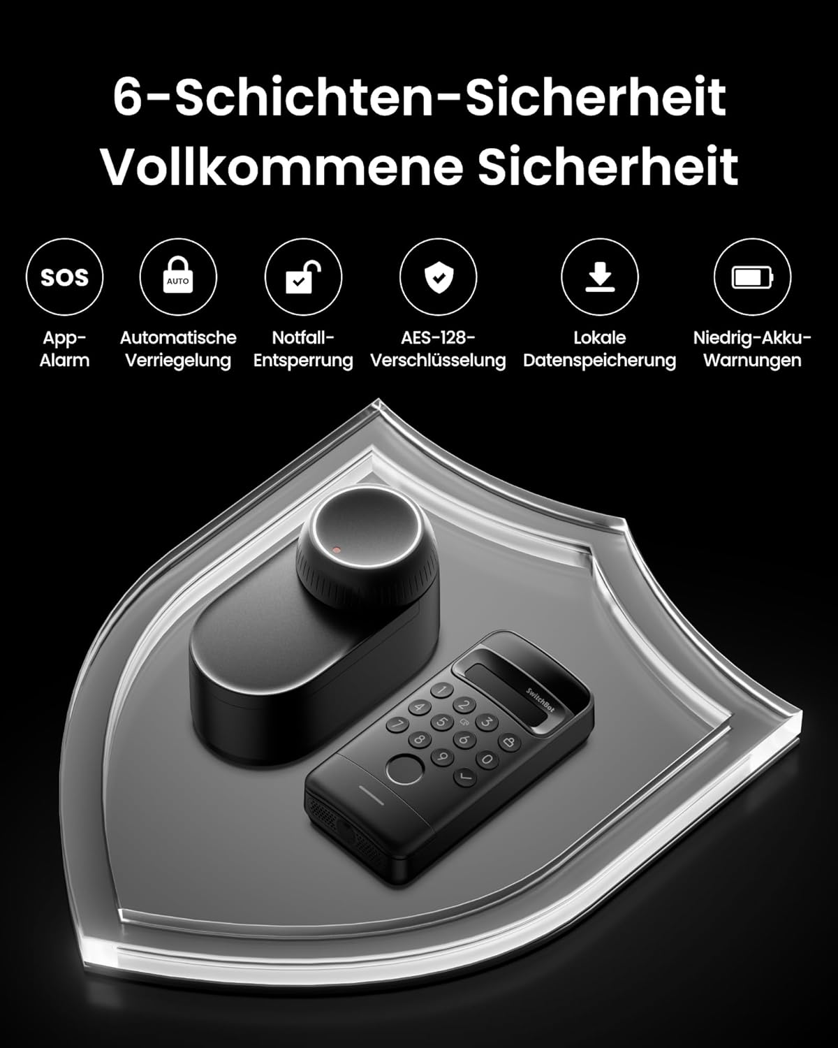 SwitchBot WLAN Smart Lock Ultra mit Keypad Vision, 3D-Gesichts-/Fingerabdruckerkennung, Elektronisches Türschloss mit Aufladbarem Akku, Öffnen per Gesicht, Fingerprint, Code, Alexa, unterstützt Matter