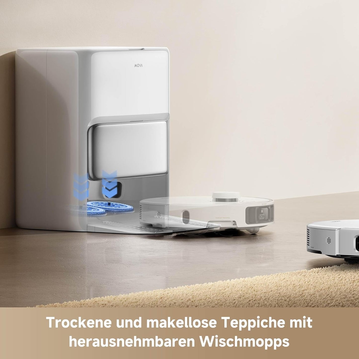 Mova P50 Pro Ultra Saugroboter mit Wischfunktion, 19.000 Pa Saugkraft, 75 ℃ Heißwasser-Moppwäsche, automatische Reinigung, automatische Entleerung, automatische Nachfüllung, Hindernisvermeidung