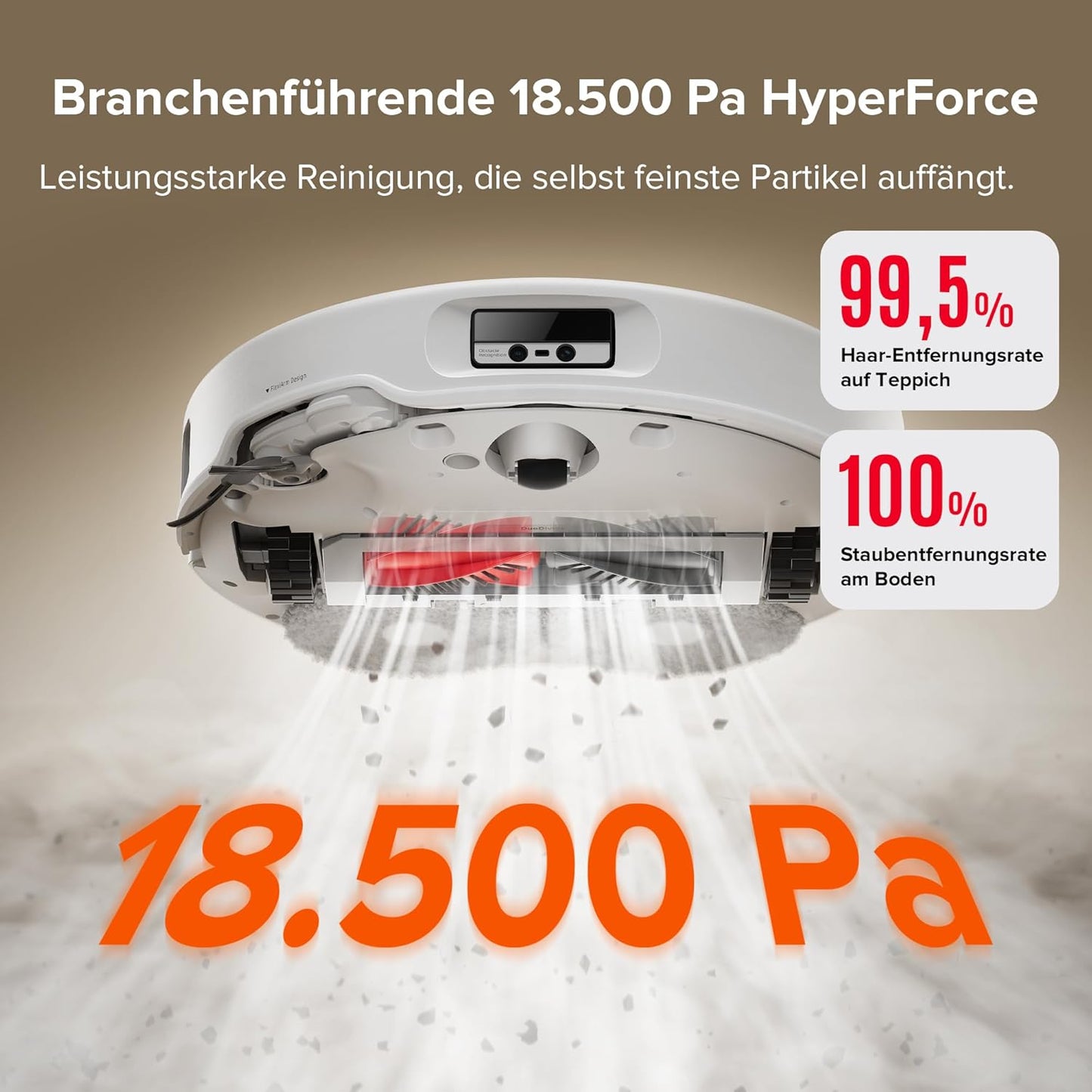 roborock Qrevo Curv Saugroboter mit Wischfunktion&Hebarem Wischmopp, Dual Anti-Tangle-System, AdaptiLift™ Chassis, 18.500Pa, 75℃ Heißwasser-Moppwäsche, Intelligente Schmutzerkennung&Sprachassistent