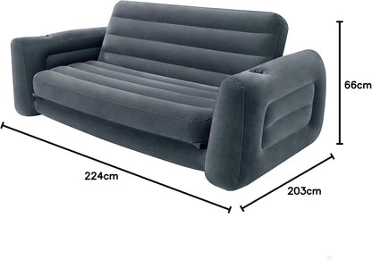 Intex 66552NP – Aufblasbares Schlafsofa, 2-Sitzer, Vinyl, Dunkelgrau, 203 x 224 x 66 cm