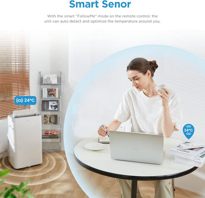 Midea Mobiles Klimagerät Silent Cool 26 Pro, 9000 BTU 2,6kW, Kühlen&Ventilieren&Entfeuchten, Raumgröße bis 88m³(33㎡), Mobile Klimaanlage mit Abluftschlauch, Weiß