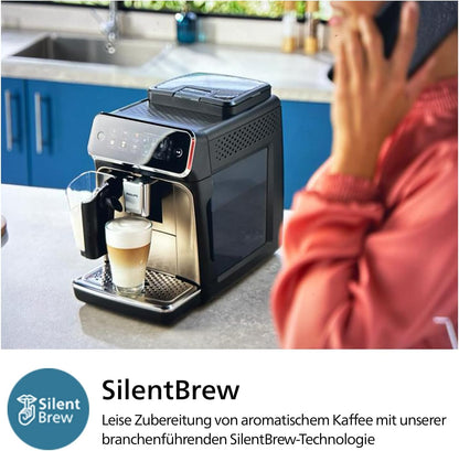 Philips 3300 Series Kaffeevollautomat - 6 Getränke, Modernes Farb-Touchscreen-Display, LatteGo-Milchsystem, SilentBrew, 100% Keramikmahlwerk, AquaClean Filter. Schwarzchrom (EP3347/90)