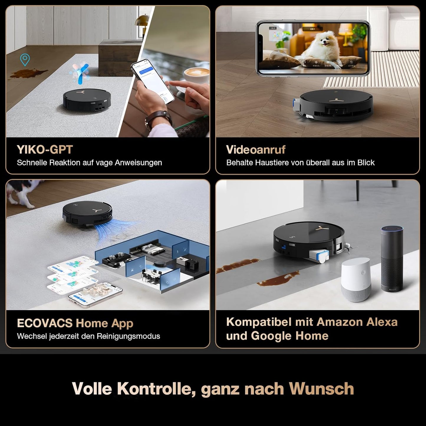ECOVACS DEEBOT X8 PRO Omni Saugroboter mit Wischfunktion, OZMO Roller mit kontinuierliches Wischen & Selbstreinigung, 18.000 Pa, 12-in-1 Station, 40–75 °C Heißwasser-Moppreinigung, YIKO-GPT