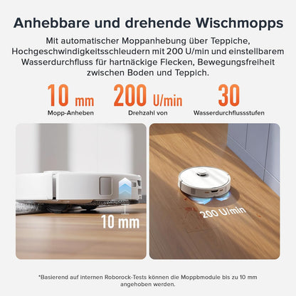 roborock Qrevo Curv S5X-Set Saugroboter mit Wischfunktion Absaugstation, Dual Anti-Tangle-System, 18.500 Pa Saugkraft, 75°C Heißwasser-Moppwäsche, Intelligente Schmutzerkennung, All-in-One-Dock (Weiß)