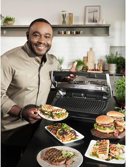 Tefal OptiGrill Elite XL Kontaktgrill, 16 Programme, Digitales Display mit Garstufenanzeige, abnehmbare XL-Platten, Grillboost-Funktion, intuitive Bedienung, Elektrogrill, Edelstahl, GC760D12