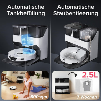 roborock S7 Max Ultra Saugroboter mit selbstentleerender/selbstwaschender/selbsttrocknender/selbstbefüllender/selbstreinigender Station (5500 Pa, aktive Hindernisvermeidung, App/Sprachsteuerung)