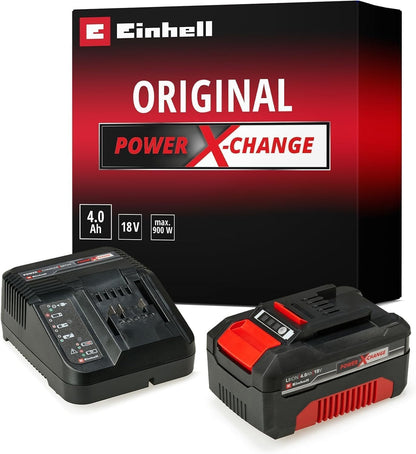 Original Einhell Starter Kit 4,0 Ah Akku und Ladegerät Power X-Change (Li-Ion, 18 V, 75 min Ladezeit, passend für alle Power X-Change Geräte) 1er Pack