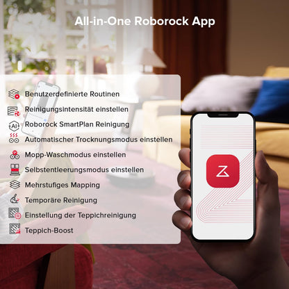 roborock Qrevo S5V Saugroboter mit Wischfunktion&Hebarem Wischmopp, 12.000Pa Saugkraft, Zero-Tangle System, Warmlufttrocknung, Intelligente Hindernisvermeidung, Multifunktions-Dockingstation (Schwarz)