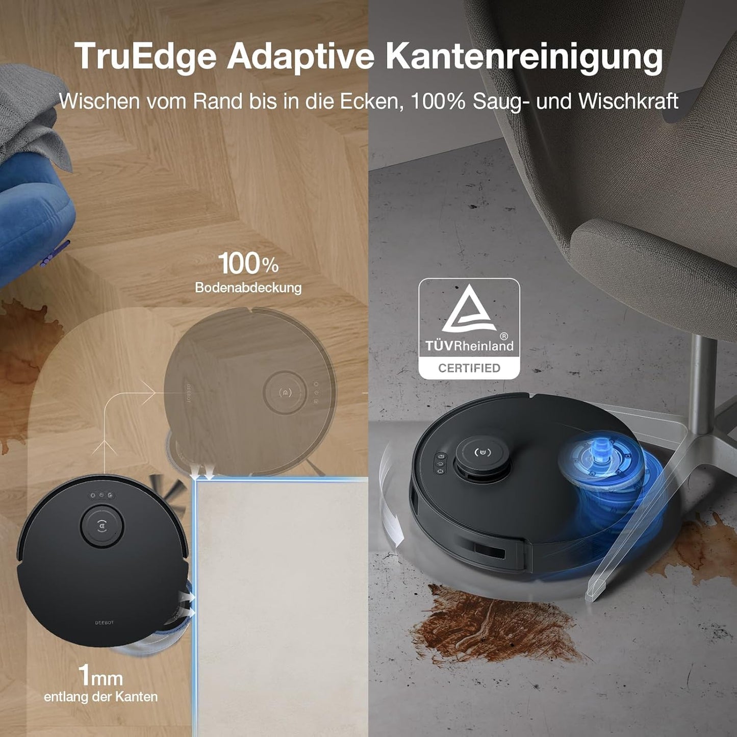 ECOVACS DEEBOT T30S PRO Saugroboter mit Wischfunktion, 11.000 Pa, ZeroTangle Technologie, 70°C heißes Wasser Wischen beim Waschen, TruEdge™ Kantenwischen, 6.400mAh Batterie, AI-Hindernisvermeidung