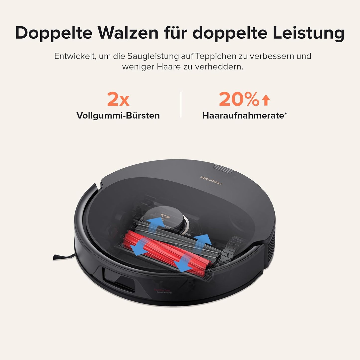 roborock Q8 Max+ Saugroboter mit Absaugstation, DuoRoller-Bürste, 5500Pa Saugkraft, 2,5L Staubbeutel, 350mL Wassertank, Wischroboter PreciSense-LiDAR-Navigation (Schwarz)