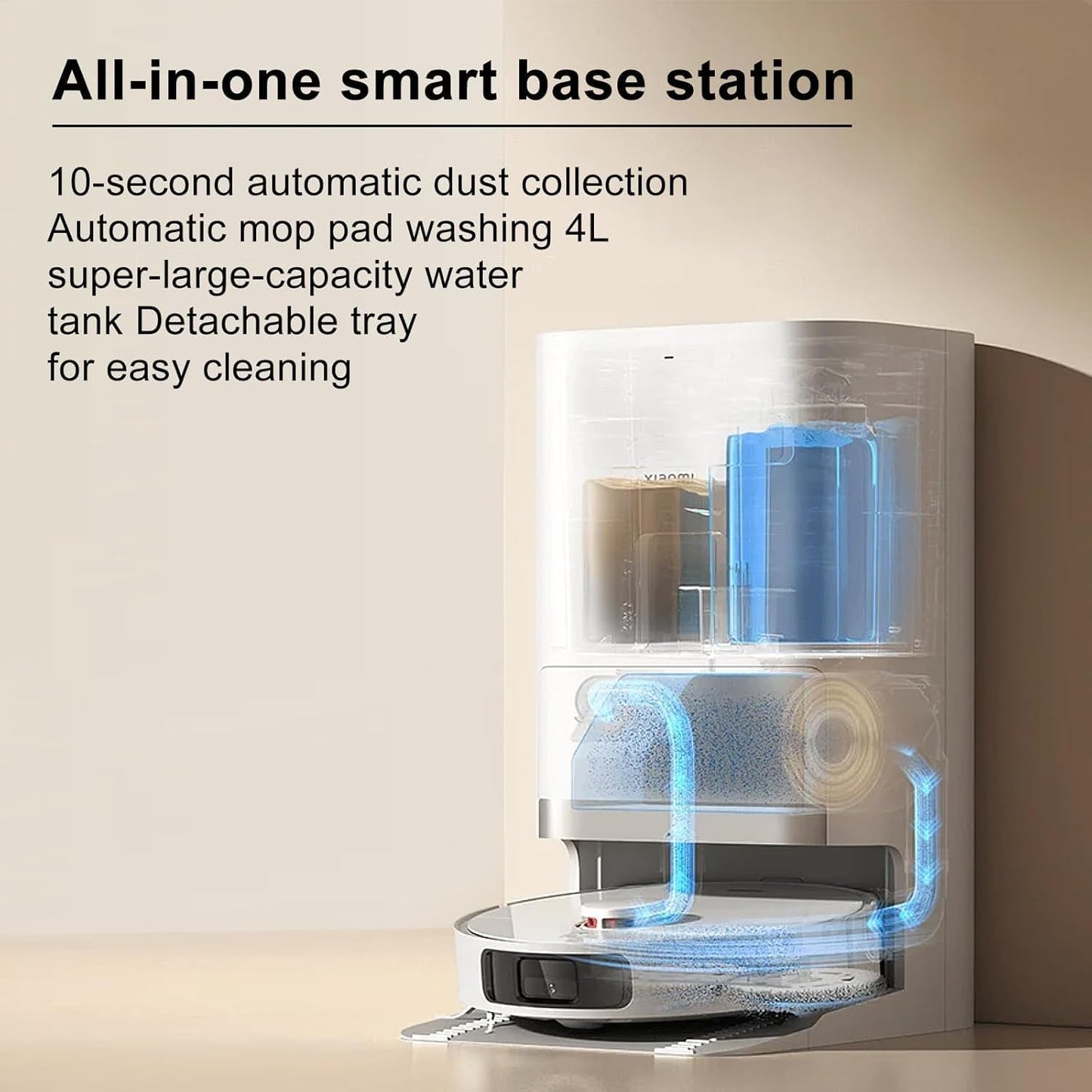 Xiaomi Robot Vacuum X20+ Saugroboter mit Absaugstation und 4L/4L Frisch- & Altwassertank - 2 rotierende, Auto-Trocknung Wischmops, Bis 280m² wischen, 6000Pa Saugkraft, LDS-Navigation, Alle Bodentypen