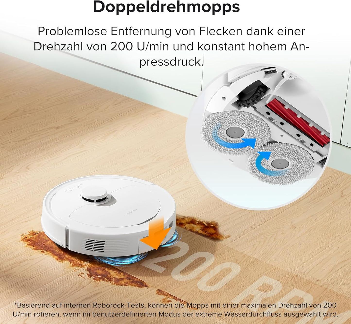 roborock Qrevo Saugroboter mit Wischfunktion, 5500Pa Saugkraft, 3D-Kartierung, Doppeldrehmopps Wischroboter automatische Wasser-Befüllung, Entleerung, Staubbeutel-Entleerung, Reinigung(Weiß)