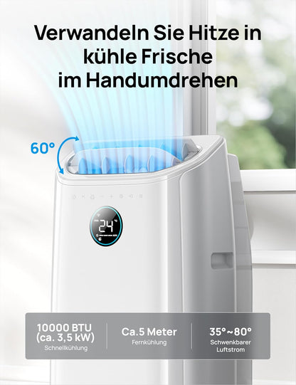 Dreo Tragbare Klimaanlagen, 10.000 BTU AC Einheit für Schlafzimmer mit Drainagefreier Kühlung, APP/Stimme/Fernbedienung, 24h Timer mit Ventilator & Luftentfeuchter, AC515S