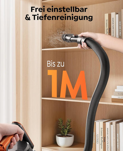 Fieety Akku Staubsauger, 45KPa/550W/60Min Staubsauger Kabellos mit Wandmontierte Ladestation, Aromatherapie, Automatikmodus, Touchscreen, 1M Ausziehbarer Schlauch für Hartböden Teppiche Tierhaare Auto