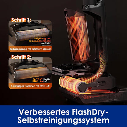 Tineco Floor ONE S7 Stretch Ultra Nass Trockensauger, 180° Lay-Flat Nasssauger, 85°C 5 Min Flashdry-Selbstreinige, 50 Min Laufzeit, DualBlock Anti-Tangle, Beide Kantenreinigen, Reinigen unter Möbeln