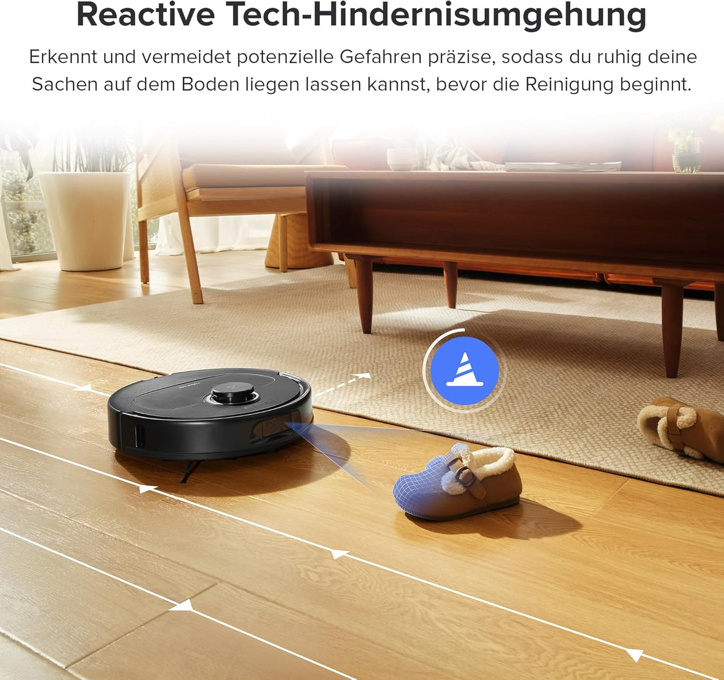 roborock Qrevo Pro Saugroboter mit Wischfunktion&Hebarem Wischmopp, FlexiArm Design Kantenreinigung, 7.000 Pa, 60 °C Heißwasser-Moppwäsche, Individuelle Teppichstrategie(Schwarz)