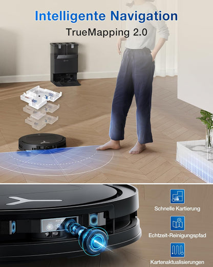 ECOVACS DEEBOT T50 PRO Omni Saugroboter mit Wischfunktion, Ausfahrende Seitenbürste und Wischmopp, 15.000 Pa, T30 PRO OMNI-Upgrade, Auto Zugabe von Reinigungslösung, Moppwäsche mit 75°C heißem Wasser