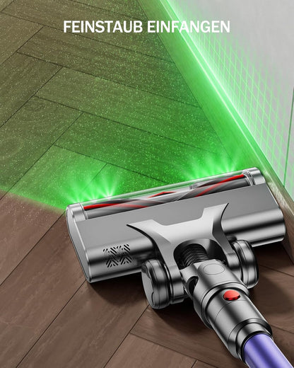 AOLOKO Akku Staubsauger, 48000Pa/550W/70Mins Staubsauger Kabellos mit 1,8L Großer Staubbecher, Wandmontierte Ladestation, 8-stufiges Filtersystem, Grünes Licht für Hartböden Teppiche Tierhaare