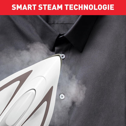 Tefal Dampfbügelstation Pro Express Ultimate, 7,7 Bar, 155 g/Min. Kontinuierlicher Dampf, 500 g/Min. Extra-Dampfstoß, 2600 Watt, Kalk-Kollektor, Bügeleisen Dampfstation, weiß/grau, GV9567