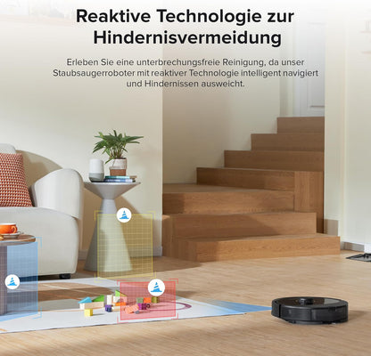 roborock Q8 Max+ Saugroboter mit Absaugstation, DuoRoller-Bürste, 5500Pa Saugkraft, 2,5L Staubbeutel, 350mL Wassertank, Wischroboter PreciSense-LiDAR-Navigation (Schwarz)