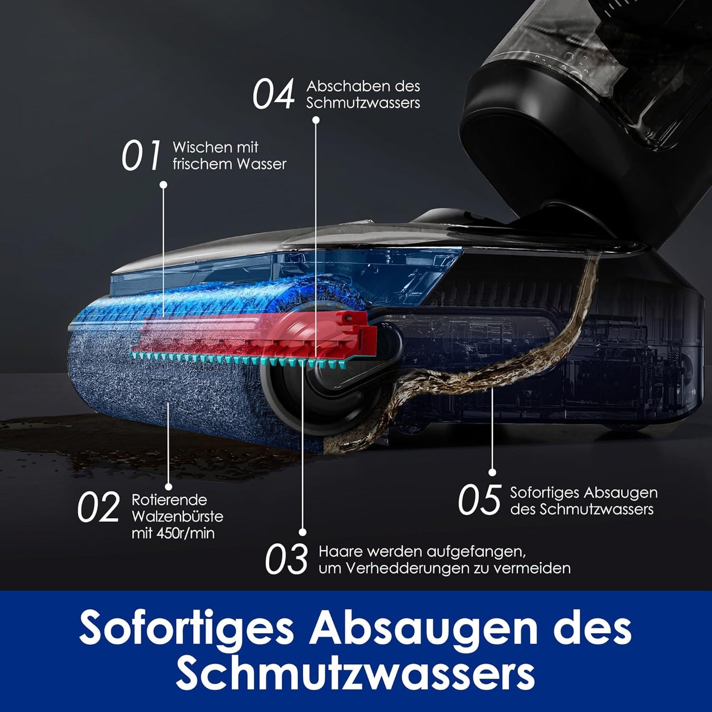 Tineco Floor ONE S7 Stretch Ultra Nass Trockensauger, 180° Lay-Flat Nasssauger, 85°C 5 Min Flashdry-Selbstreinige, 50 Min Laufzeit, DualBlock Anti-Tangle, Beide Kantenreinigen, Reinigen unter Möbeln