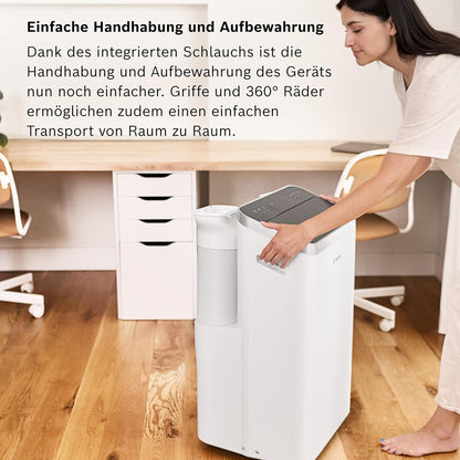 Bosch Cool 5000 Mobiles Klimagerät - 3-in-1 Klimaanlage, Luftentfeuchter, Ventilator - 3,4 kW für Räume bis zu 46 m² - Mit Auto-Modus, Silent-Modus & Sleep-Modus